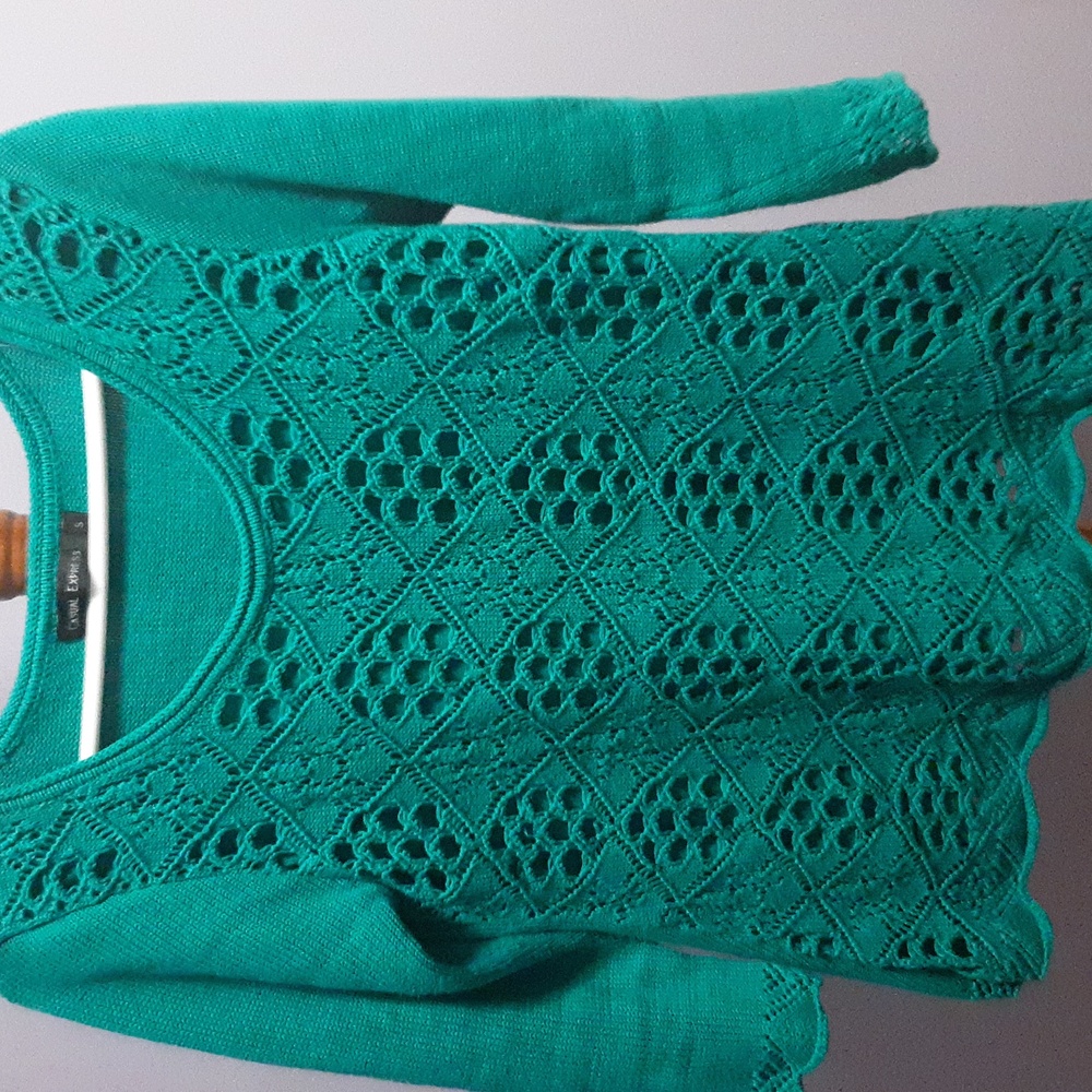 Casual express green crochet sweater size small.